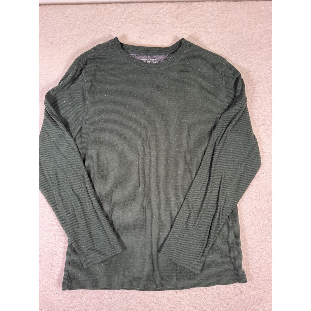 Eddie Bauer Sleepwear Top Mens Medium Green Good Ribbed Thermal Speckled